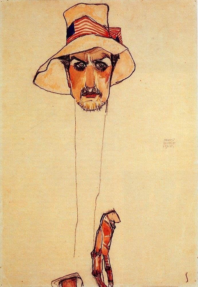 Egon Schiele Portrait of a Man with a Floppy Hat